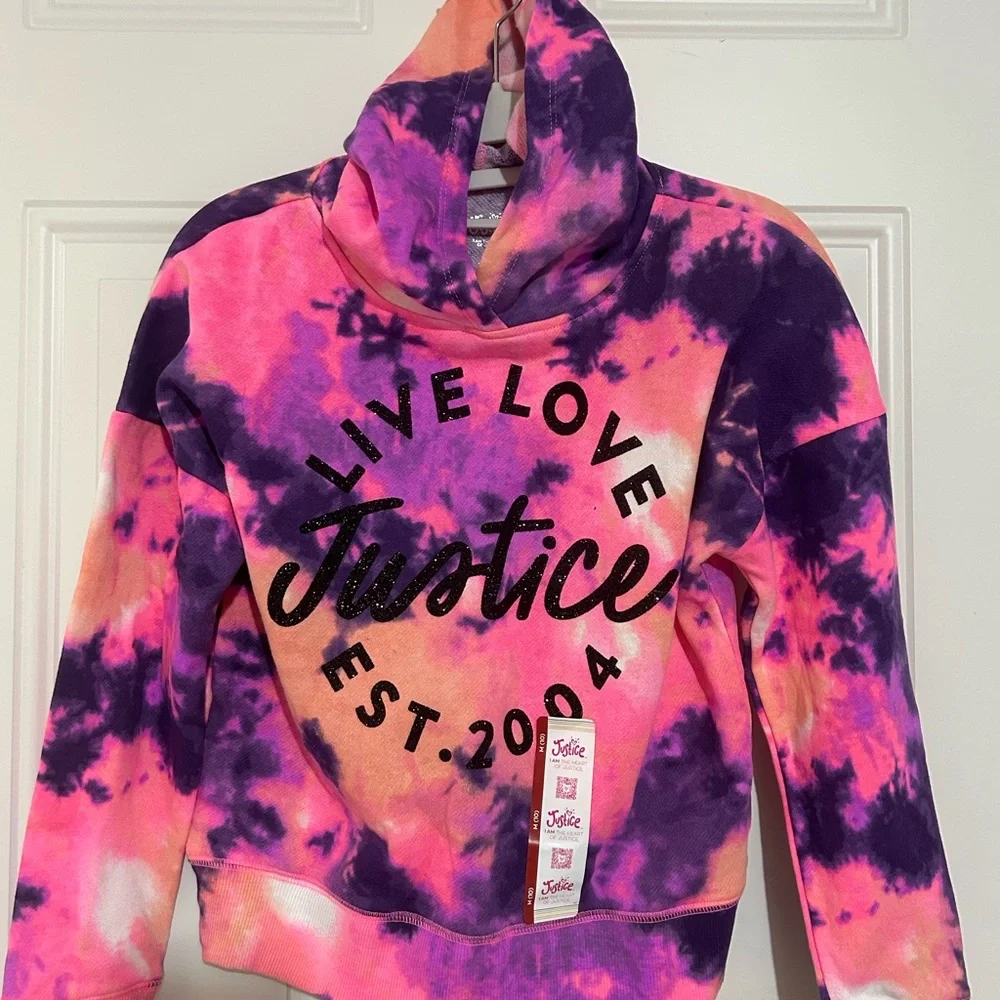Justice Pink and Purple Tie-Dye Hoodie